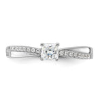 Sterling Silver Rhodium-plated Polished & CZ Ring