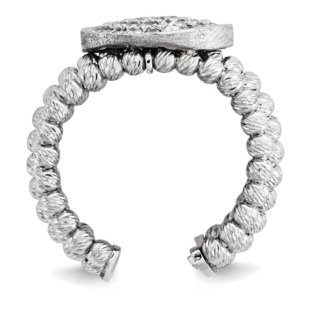 Sterling Silver Rhodium-plated 5-strand Beaded Crystal Ring