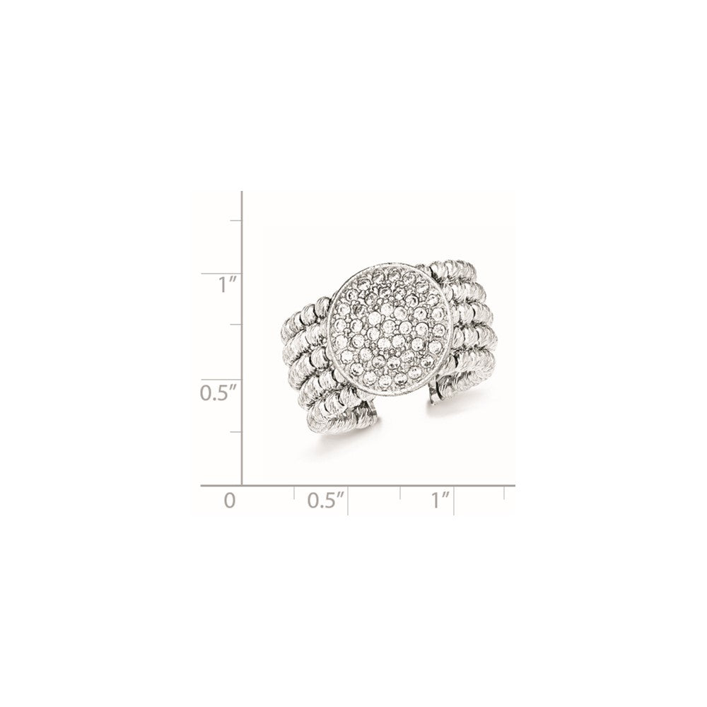 Sterling Silver Rhodium-plated 5-strand Beaded Crystal Ring