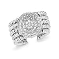 Sterling Silver Rhodium-plated 5-strand Beaded Crystal Ring