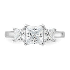Sterling Silver Rhodium-plated & CZ 3 Stone Ring