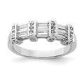 Sterling Silver Polished Rhodium Plating CZ Ring