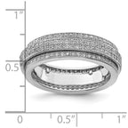 Sterling Silver Polished Rhodium-plated CZ Pav‚ Eternity Motion Ring