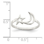 Sterling Silver Polished Star & Moon Ring