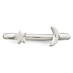 Sterling Silver Polished Half Moon and Star Adjustable Ring