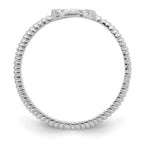 Sterling Silver Rhodium-plated Polished & Textured CZ Peace Ring