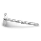 Sterling Silver Rhodium-plated Polished & Textured CZ Peace Ring