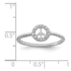 Sterling Silver Rhodium-plated Polished & Textured CZ Peace Ring