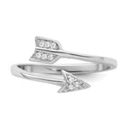 Sterling Silver Rhodium-plated Polished CZ Arrow Adjustable Ring