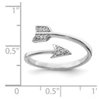Sterling Silver Rhodium-plated Polished CZ Arrow Adjustable Ring