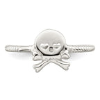 Sterling Silver Polished & Textured Skull & Crossbones Ring
