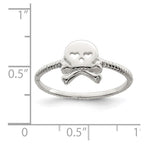 Sterling Silver Polished & Textured Skull & Crossbones Ring