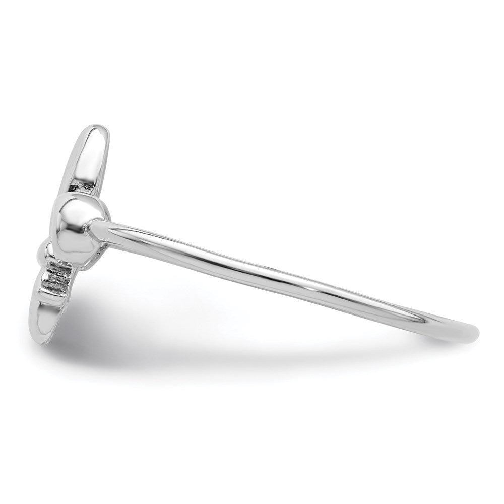 Sterling Silver Rhodium-plated Polished Fleur De Lis Ring