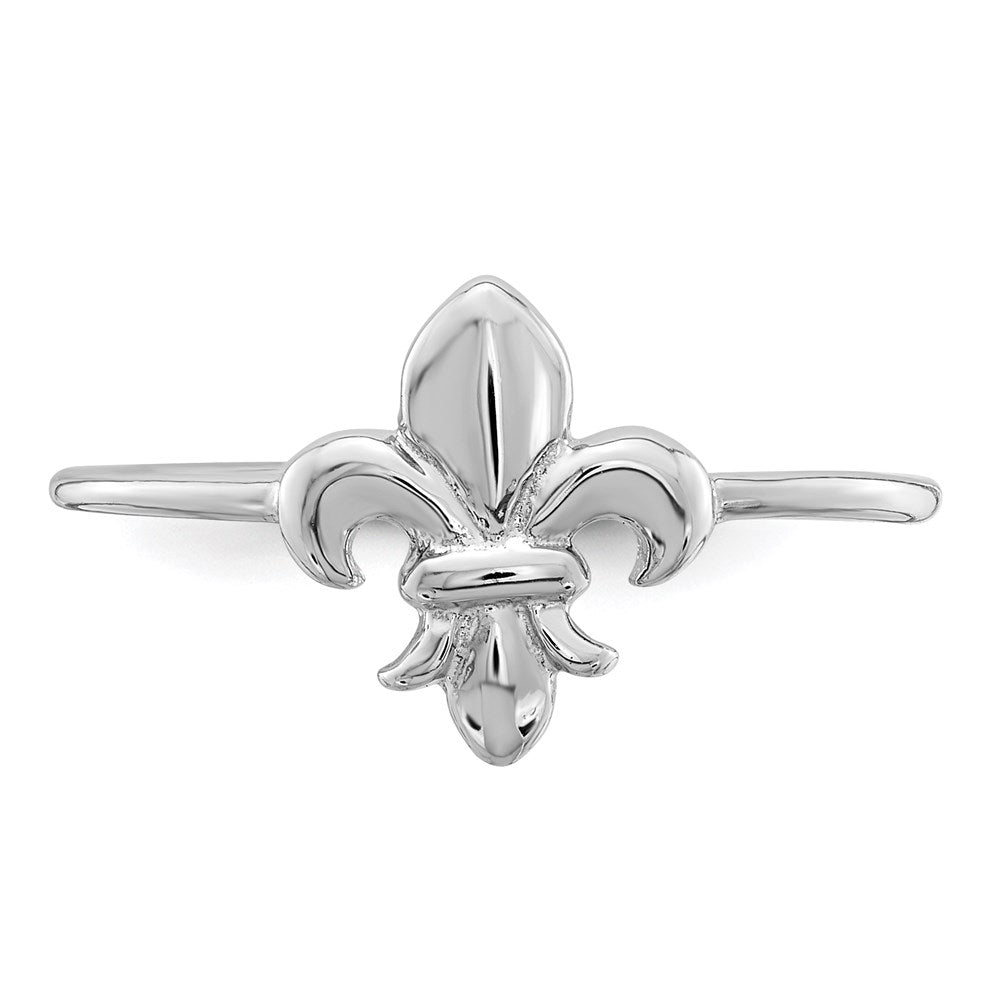 Sterling Silver Rhodium-plated Polished Fleur De Lis Ring