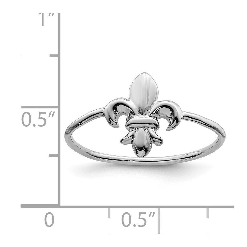 Sterling Silver Rhodium-plated Polished Fleur De Lis Ring