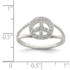Sterling Silver Polished CZ Peace Sign Ring