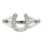 Sterling Silver Polished CZ Horseshoe Ring