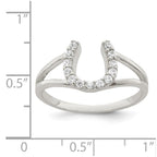 Sterling Silver Polished CZ Horseshoe Ring