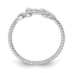 Sterling Silver Rhodium-plated Polished Anchor Ring