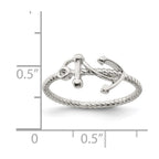 Sterling Silver Rhodium-plated Polished Anchor Ring