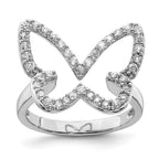 Sterling Silver Rhodium-plated CZ Butterfly Ring