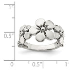 Sterling Silver Polished/Antiqued Flower Ring