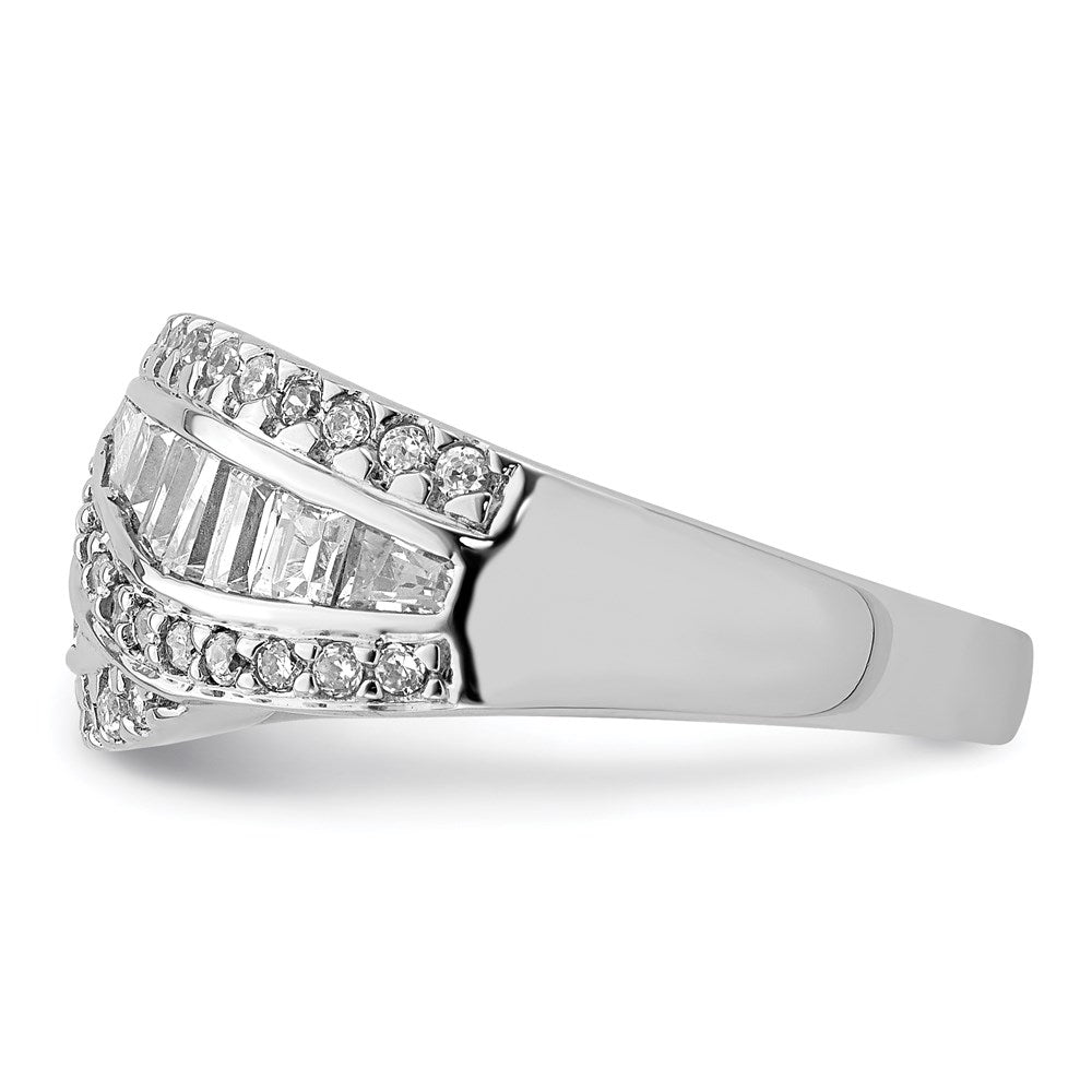 Sterling Silver Rhodium-plated CZ Ring