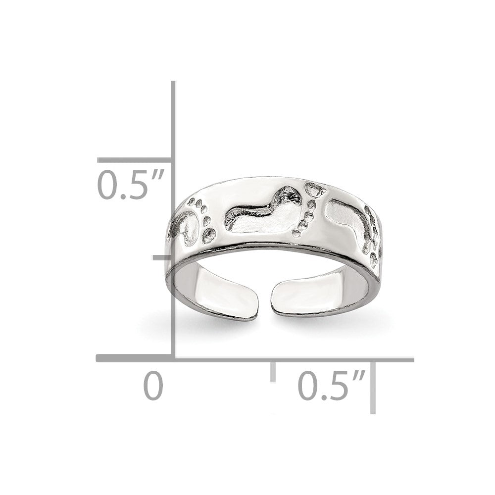Sterling Silver Foot Print Toe Ring