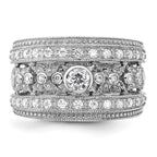 Sterling Silver Rhodium-plated w/CZ Ring