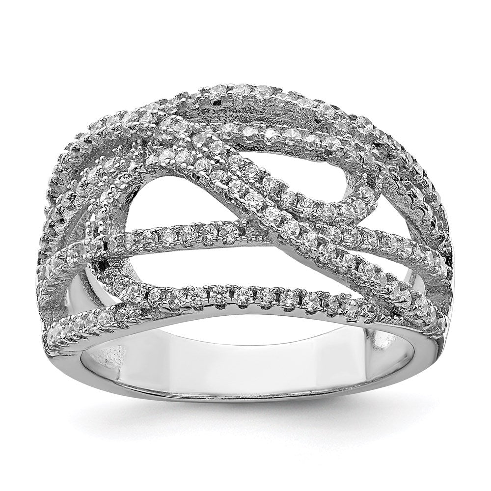 Sterling Silver Rhodium-plated CZ Micro pav‚ Ring