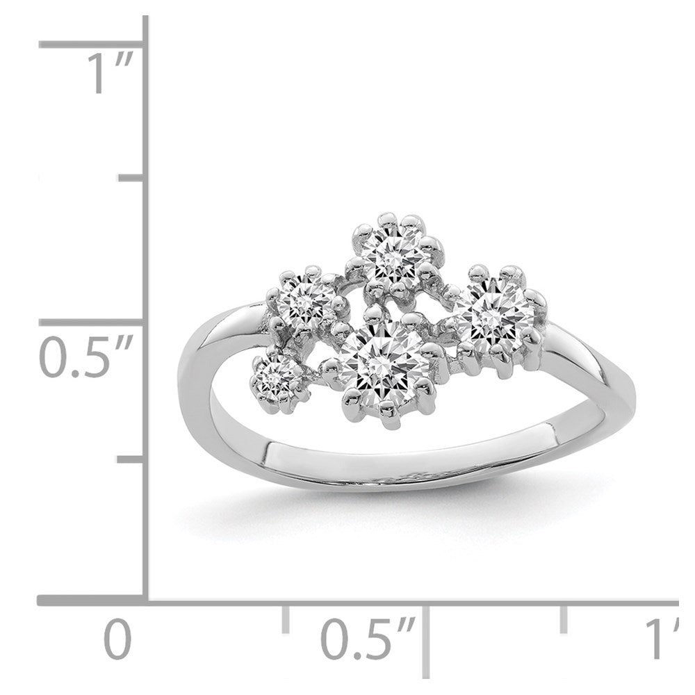 Sterling Silver Rhodium-plated w/ CZ Ring