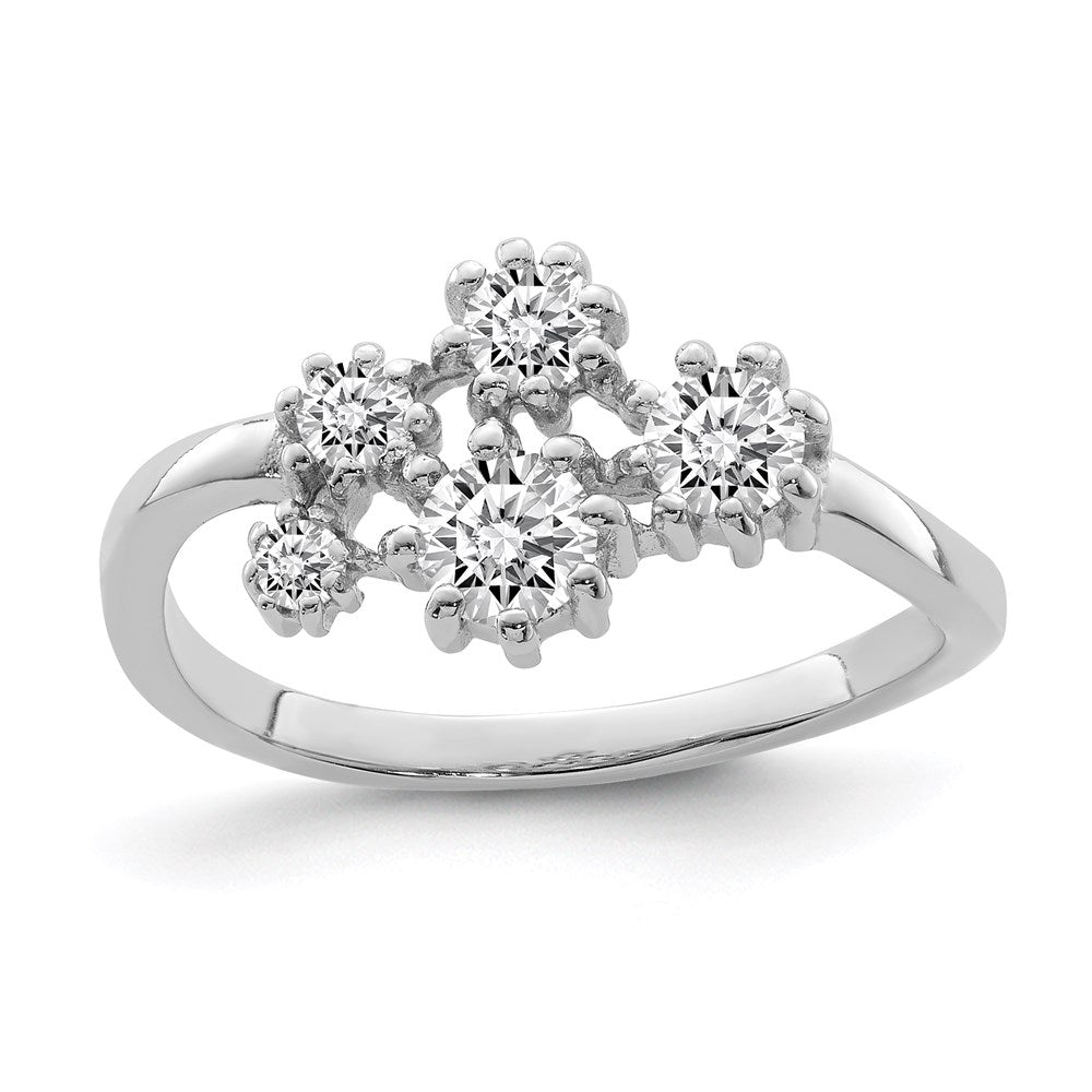 Sterling Silver Rhodium-plated w/ CZ Ring