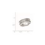 Sterling Silver Polished & Textured CZ Ring
