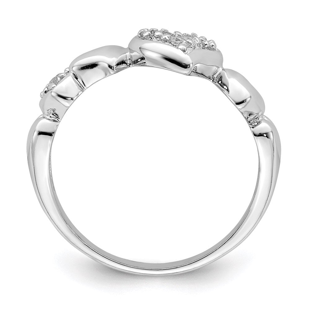 Sterling Silver Rhodium-plated CZ Heart Ring