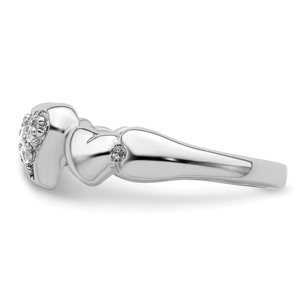 Sterling Silver Rhodium-plated CZ Heart Ring
