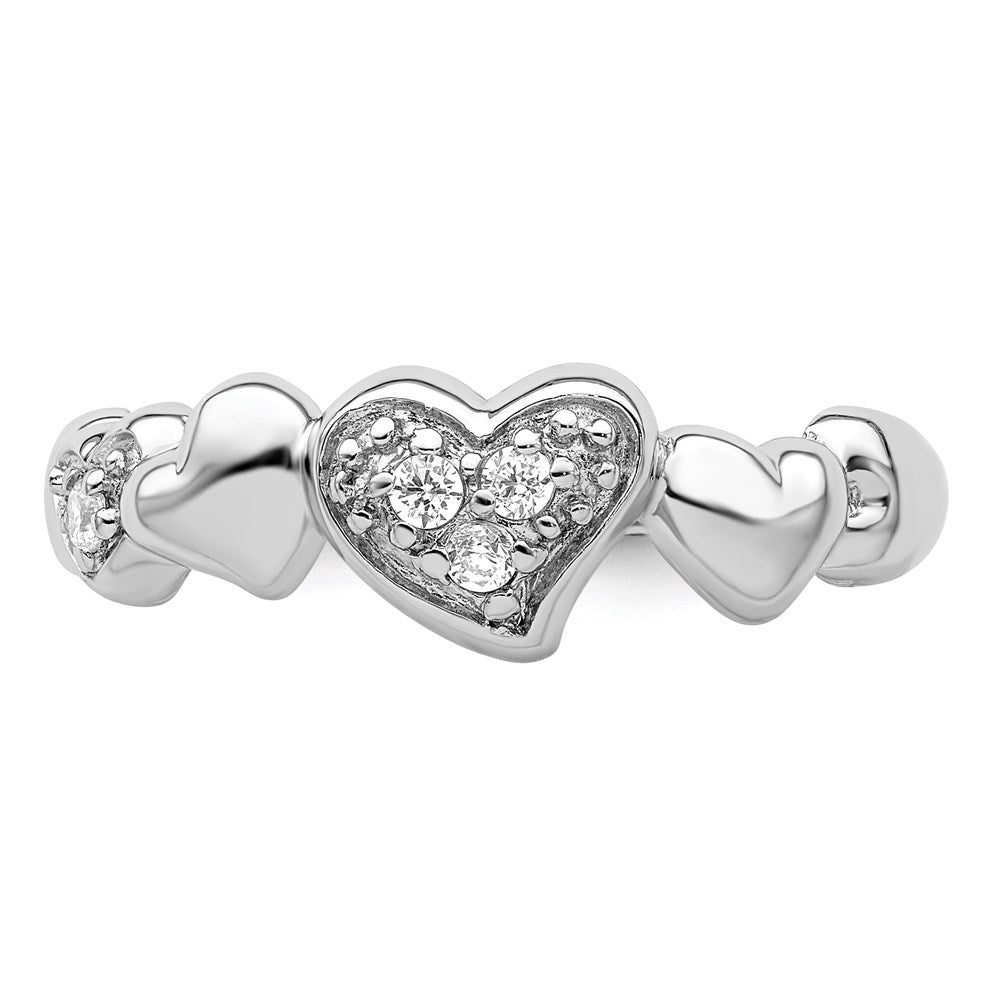 Sterling Silver Rhodium-plated CZ Heart Ring