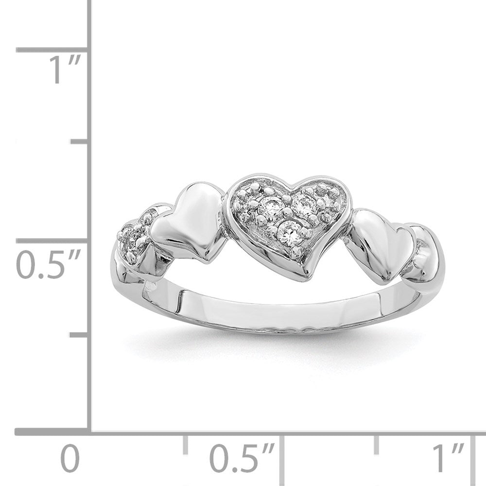 Sterling Silver Rhodium-plated CZ Heart Ring