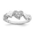 Sterling Silver Rhodium-plated CZ Heart Ring