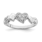 Sterling Silver Rhodium-plated CZ Heart Ring