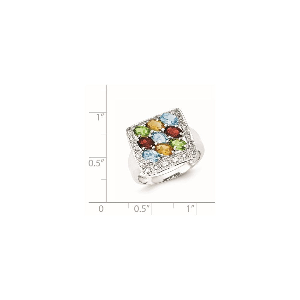 Sterling Silver Polished Multicolored CZ Ring