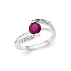 Sterling Silver Red CZ w/CZ Accents Ring