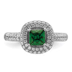 Pure Fire Sterling Silver Rhod-plated White & Green CZ Ring