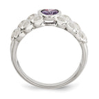 Sterling Silver Purple CZ Oval Ring