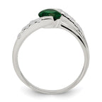 Sterling Silver Green CZ w/CZ Accents Ring