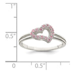 Sterling Silver Polished Pink CZ Heart Ring