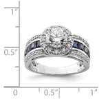 Sterling Silver Rhodium-plated CZ and Lab Created Sapphire Ring