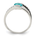Sterling Silver Blue CZ w/CZ Accents Ring