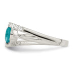 Sterling Silver Blue CZ w/CZ Accents Ring