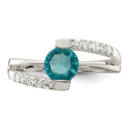 Sterling Silver Blue CZ w/CZ Accents Ring