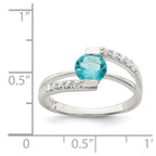 Sterling Silver Blue CZ w/CZ Accents Ring